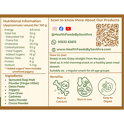 Sprouted Ragi Iron-Calcium Laddu (215 g)