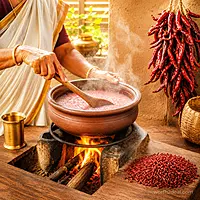 Rakthashali Rice cooking in Kerala kitchen ancient Ayurvedic rice being prepared in pot Worth2Deal