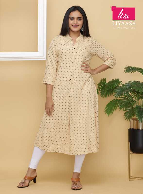 Brown Butti printed aline kurtha