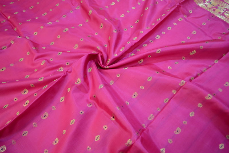 2000 buta rani pink pure katan silk swarnachari