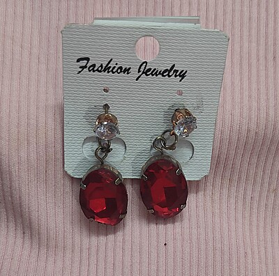 White and Red Stone Drops Earrings perfect match for a Party Wear Collection