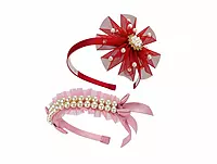 Embellished Floral Pearl Hairband Set for Girls and Women