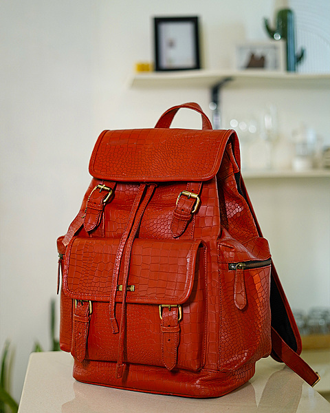 Red croco Bagpack