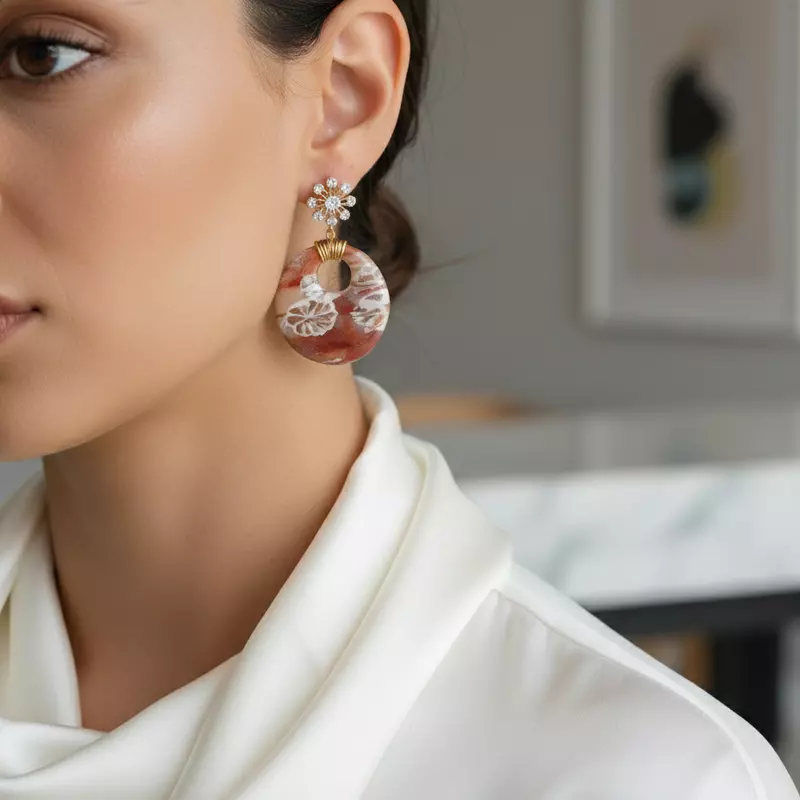 Petrified Rose Hoop earrings
