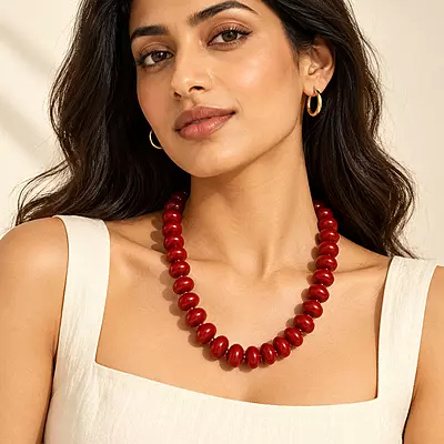 Rouvelle Ruby Red Beaded Statement Necklace