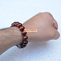 12mm Red Sandalwood (Lal Chandan) Designer Bracelet