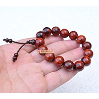 14mm Red Sandalwood (Lal Chandan) Chinese Design Bracelet