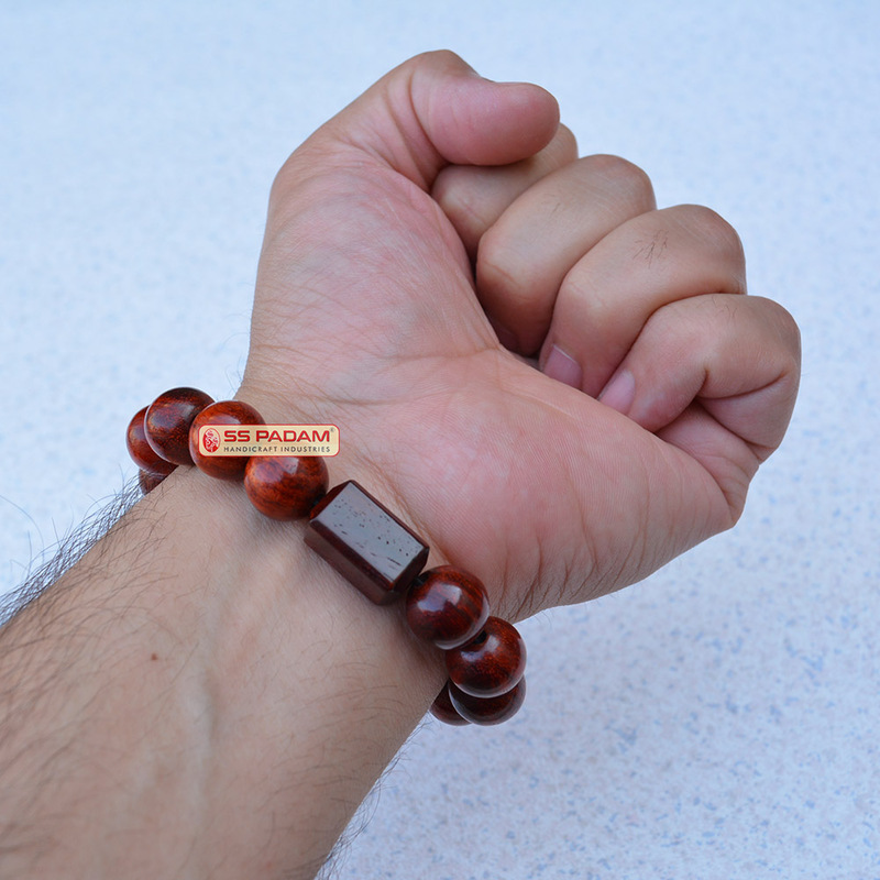 14mm Red Sandalwood (Lal Chandan) Designer Bracelet