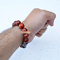 14mm Red Sandalwood (Lal Chandan) Designer Bracelet