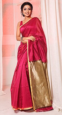 Handloom Bengal Cotton Saree - Red Handloom Bengal Cotton Saree - Red