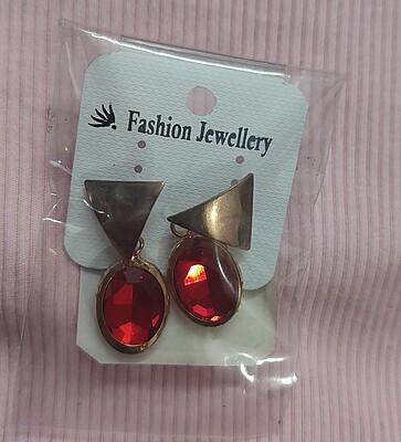 Red Stone Drops Earrings for the Trendy Office Wear