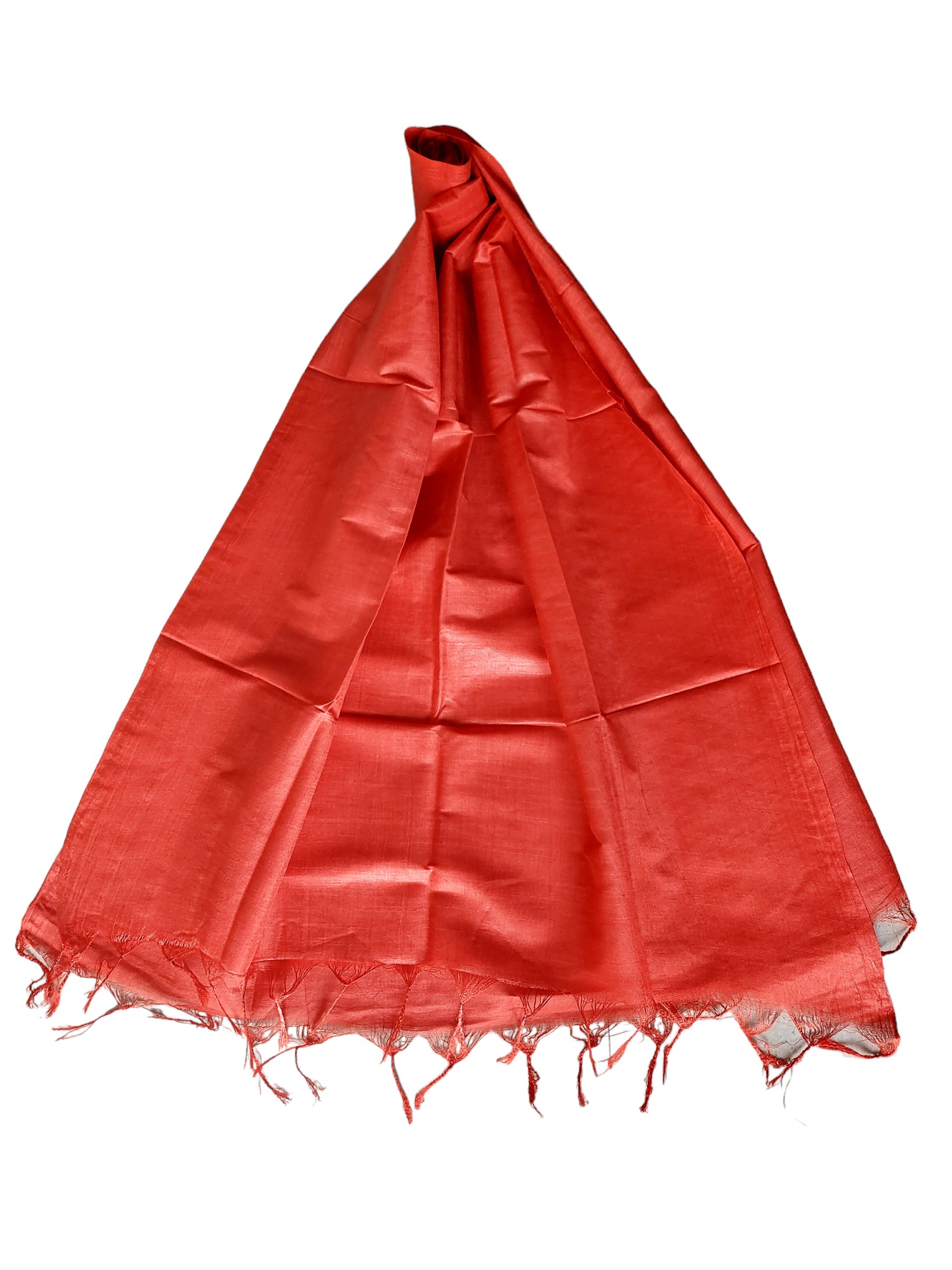 Red Cotton Silk Solid Dupatta