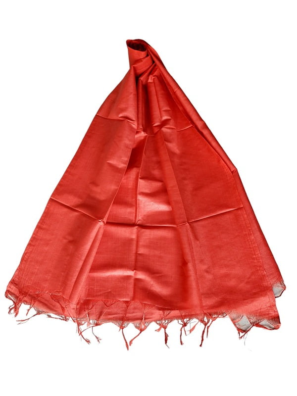 Red Cotton Silk Solid Dupatta