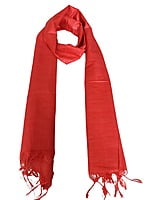 Red Cotton Silk Solid Dupatta