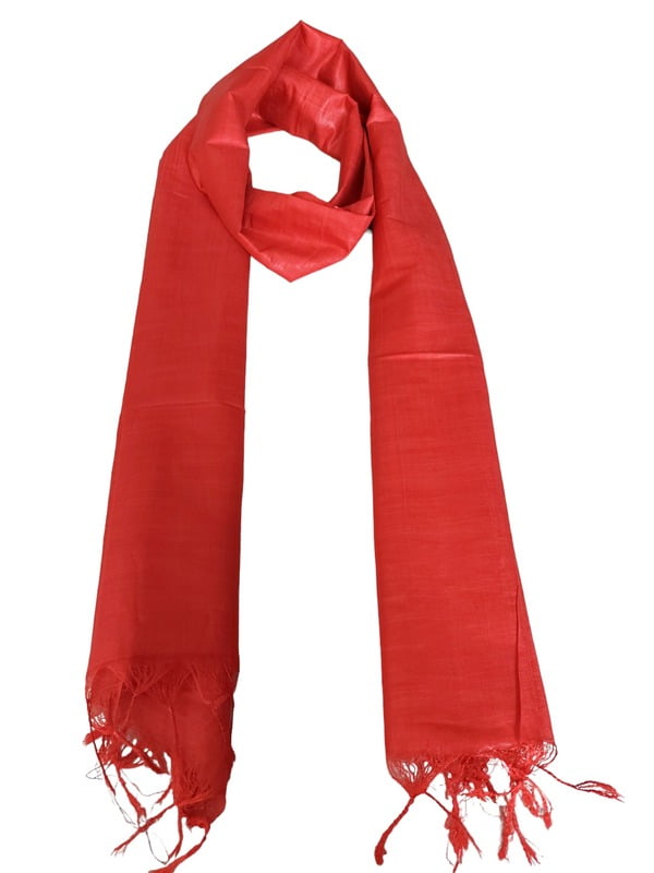 Red Cotton Silk Solid Dupatta