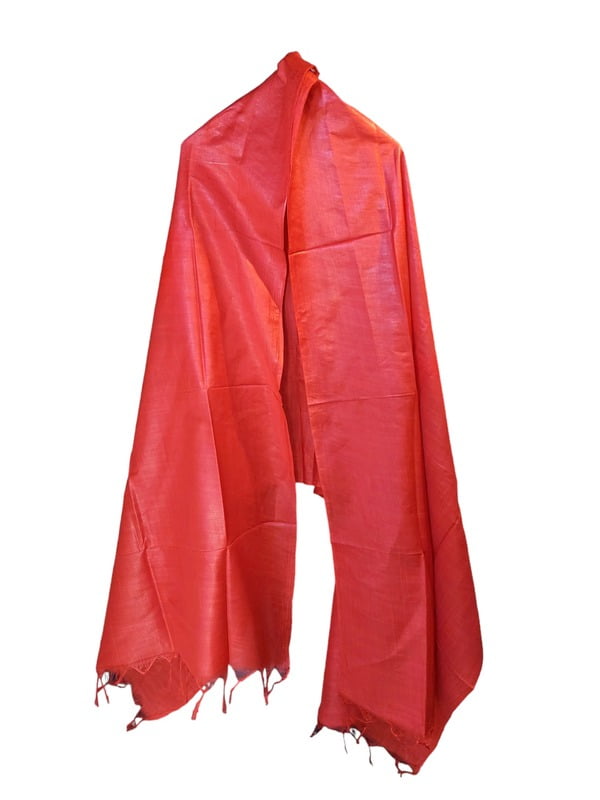 Red Cotton Silk Solid Dupatta