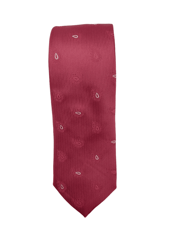 Red Paisley Necktie with Pocket Square