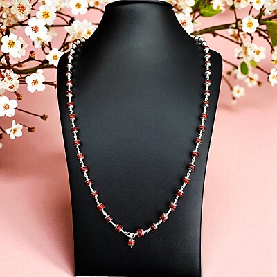 Redsandal Silver Mala | Pure Silver Caps | 7mm 54 beeds Redsandal Silver Mala | Pure Silver Caps | 7mm 54 beeds
