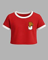 Women's Red Sunflower Graphic Printed Crop Top