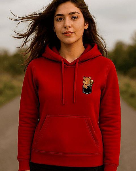 Unisex Red Front Sunflower Graphic Printed All-Weather Hoodie