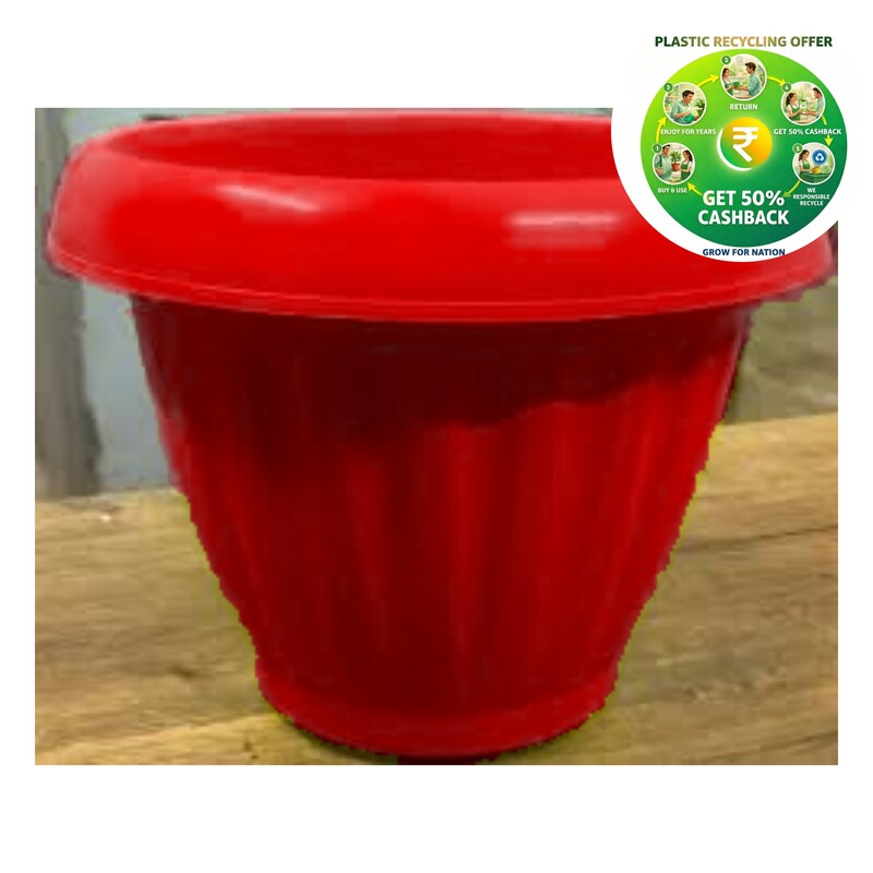 Green Planter Premium Plastic Plant Pot | 10 Inch | Red