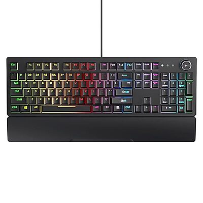 Redgear Shadow Blade Mechanical Keyboard with Drive Customization, Spectrum LED Lights, Media Control Knob and Wrist Support (mk853)
