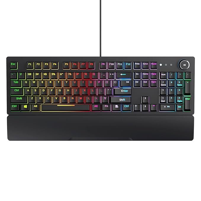 Redgear Shadow Blade Mechanical Keyboard with Drive Customization, Spectrum LED Lights, Media Control Knob and Wrist Support (mk853)