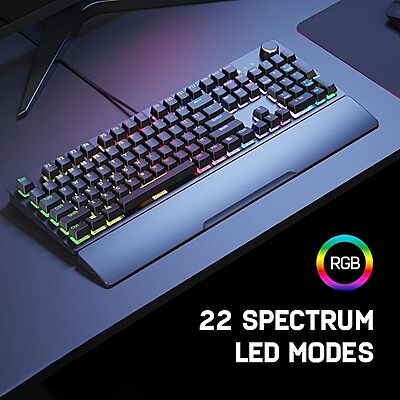 Redgear Shadow Blade Mechanical Keyboard with Drive Customization, Spectrum LED Lights, Media Control Knob and Wrist Support (mk853)