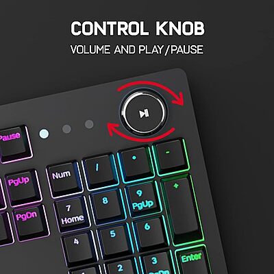 Redgear Shadow Blade Mechanical Keyboard with Drive Customization, Spectrum LED Lights, Media Control Knob and Wrist Support (mk853)