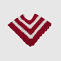 (3-4 Years) Kids Handknitted Red and White Woolen Poncho, Crochet Pattern
