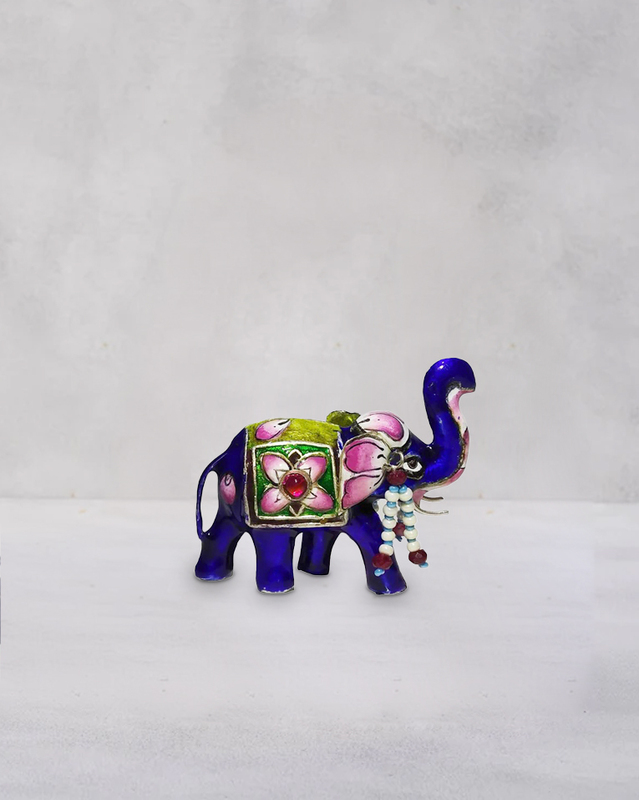 Regal Elephant Gulabi Meenakari Figurine