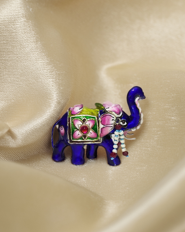 Regal Elephant Gulabi Meenakari Figurine