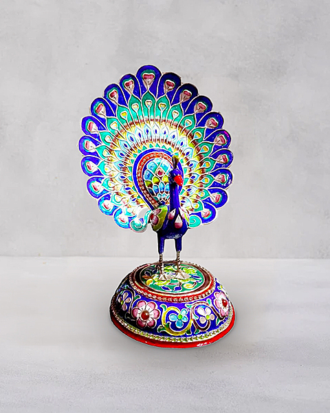 Regal Peacock Gulabi Meenakari Showpiece