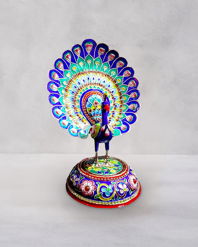 Regal Peacock Gulabi Meenakari Showpiece