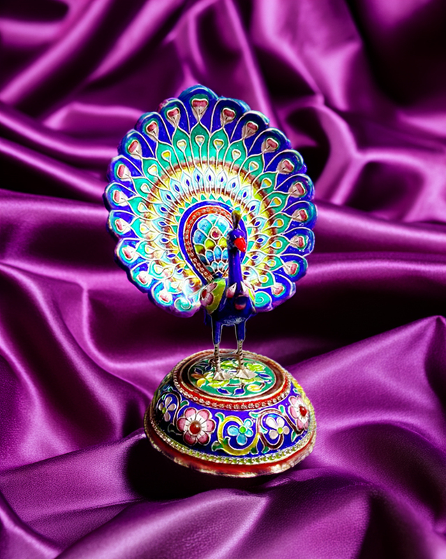 Regal Peacock Gulabi Meenakari Showpiece