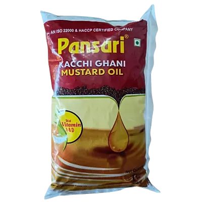 Pansari - Mustard Kachi Ghani Oil 1Ltr Pouch