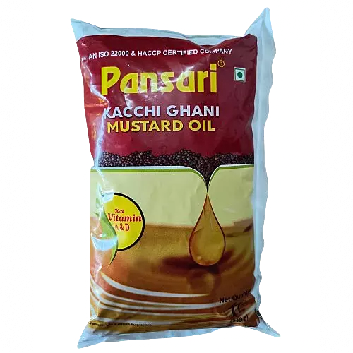 Pansari - Mustard Kachi Ghani Oil 1Ltr Pouch