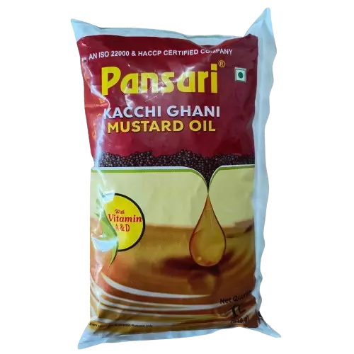 Pansari - Mustard Kachi Ghani Oil 1Ltr Pouch