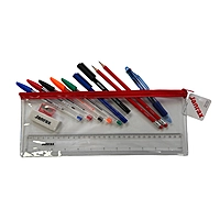 Stationery Filled Red Zip 13x5"" Pencil Case