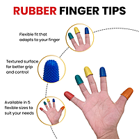 Pack of 15 Assorted Size Rubber Thimblettes - Coloured Thimble Finger Cones