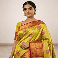 Lime Yellow Zari Silk Saree