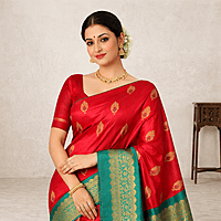 Pink Green Contrast Silk Saree