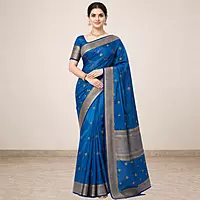 Peacock Blue Zari Silk Saree