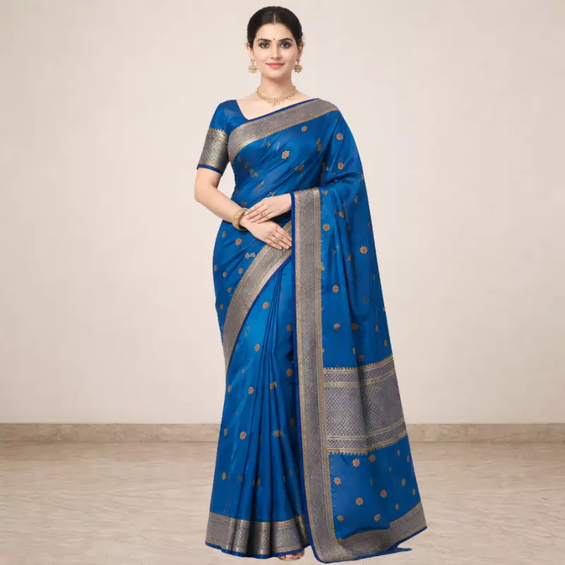 Peacock Blue Zari Silk Saree