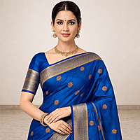 Peacock Blue Zari Silk Saree