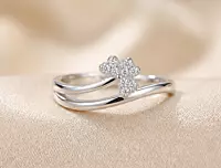 925 Silver Heart-Cluster Bypass Ring