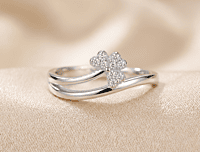 925 Silver Heart-Cluster Bypass Ring