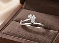 925 Silver Heart-Cluster Bypass Ring