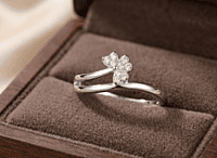 925 Silver Heart-Cluster Bypass Ring