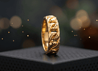18 kt Gold Textured Cuban Link Band For Her